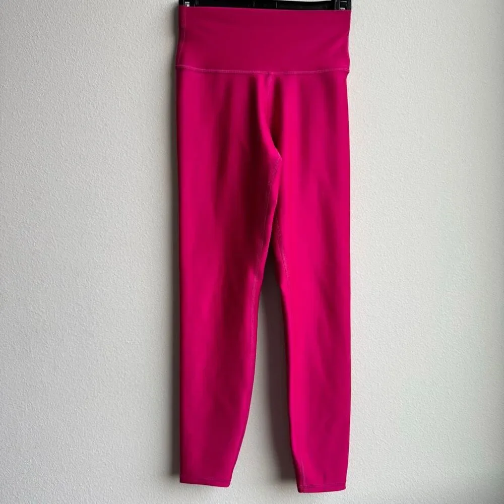 Alo Yoga 7/8 High Waist Shiny Airlift Legging Hot Fuschia Pink Calf Logo SZ XS